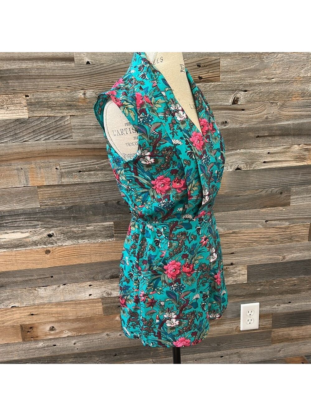 ASOS Floral Teal Cap Sleeve Romper Size 4 - Picture 8 of 13